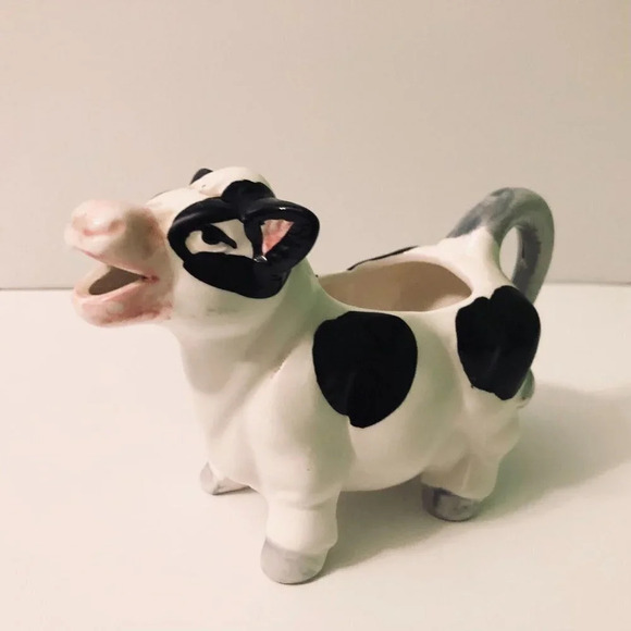 Vintage Ceramic Cow Creamer Figurine 6 Inch  Long Taiwan - Picture 3 of 12